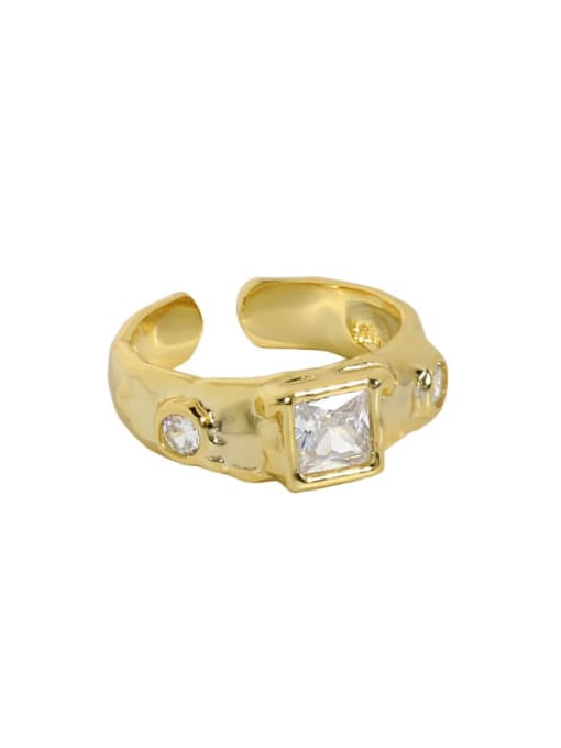 18K gold [No. 14 adjustable] 925 Sterling Silver Cubic Zirconia Irregular Vintage Band Ring